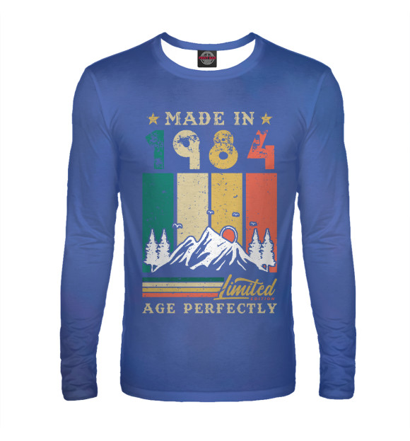 Мужской лонгслив с изображением Vintage 1984 Birthday цвета Белый