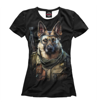Женская футболка Немецкая овчарка в военной форме
