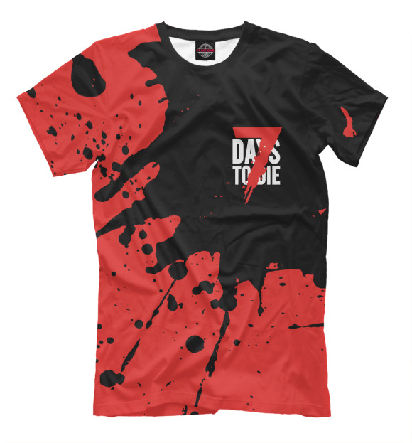 Мужская футболка с изображением 7 Days To Die - Краска цвета Белый