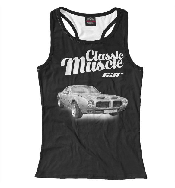 Женская майка-борцовка с изображением Classic muscle car (черный фон) цвета Белый