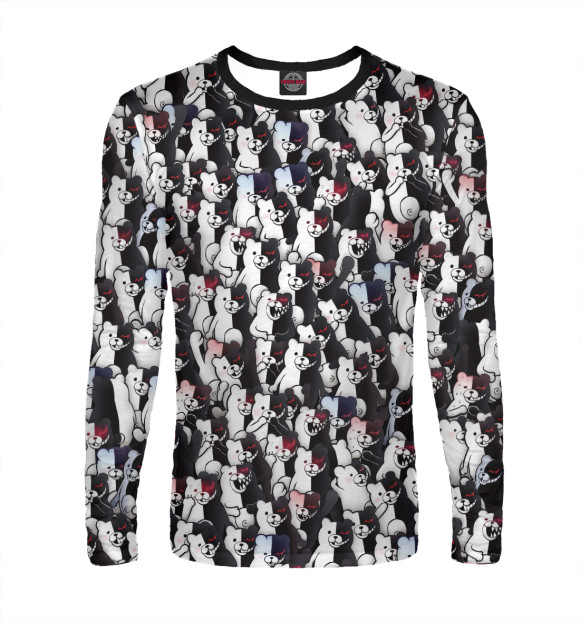 Мужской лонгслив с изображением Чероно-белые медведи цвета Белый