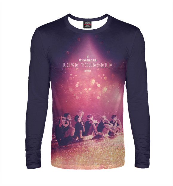 Мужской лонгслив с изображением BTS цвета Белый