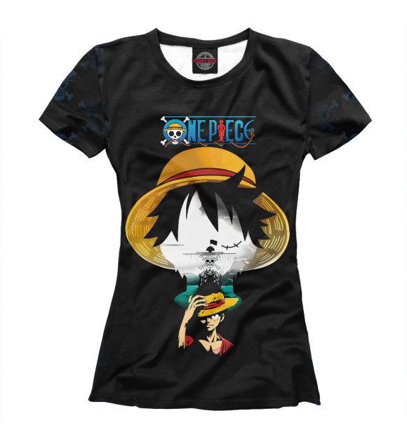 Женская футболка с изображением One Piece Большой куш цвета Белый