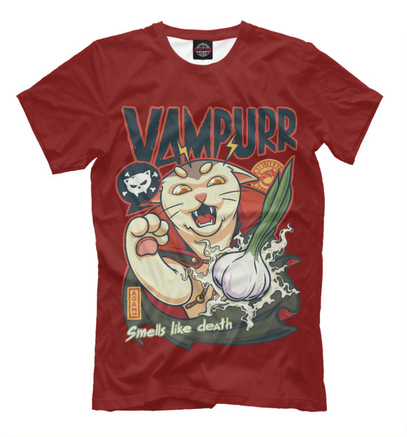 Мужская футболка с изображением Vampurr: Smells Like Death цвета Белый