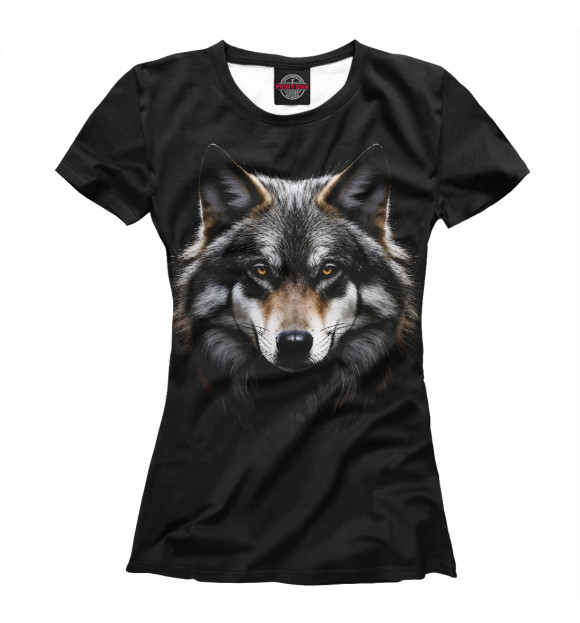 Женская футболка с изображением Благородный русский волк цвета Белый