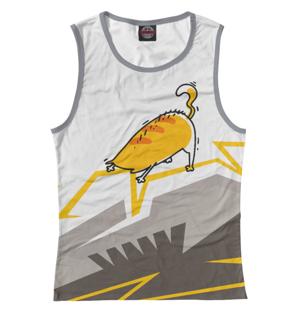 Женская майка с изображением Поклон кота цвета Белый