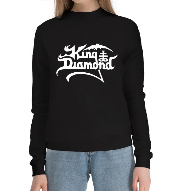 Женский хлопковый свитшот с изображением King diamond цвета Черный