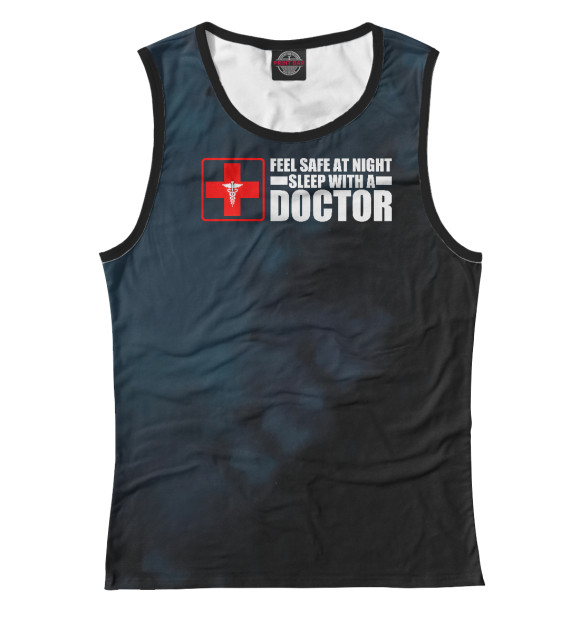 Женская майка с изображением Doctor цвета Белый