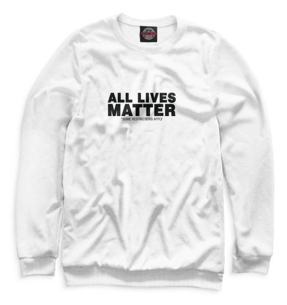 Свитшот для девочек с изображением All lives matter цвета Белый
