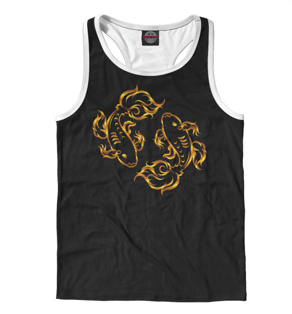 Мужская майка-борцовка с изображением Рыбы цвета Белый