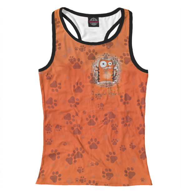 Женская майка-борцовка с изображением Kot da Vinci цвета Белый