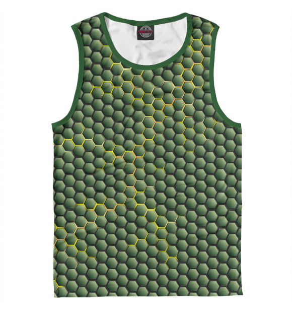 Мужская майка с притом Зеленые соты цвета Белый Мужская майка с изображением Зеленые соты цвета Белый