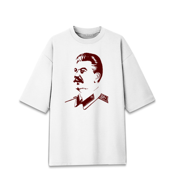 Мужская футболка оверсайз с изображением Сталин цвета Белый