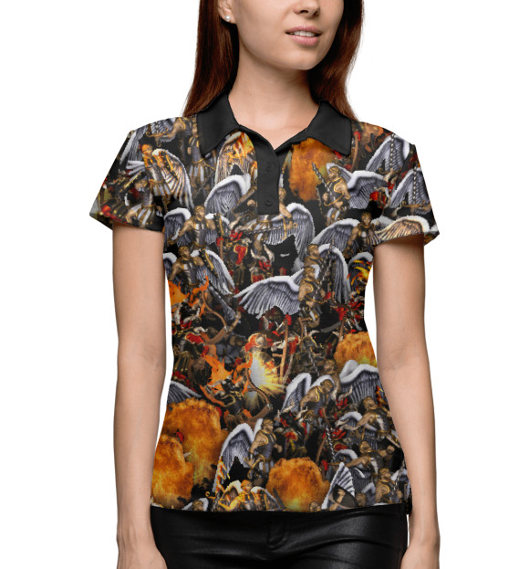 Женское поло с притом Ангелы и демоны цвета Белый Женское поло с изображением Ангелы и демоны цвета Белый