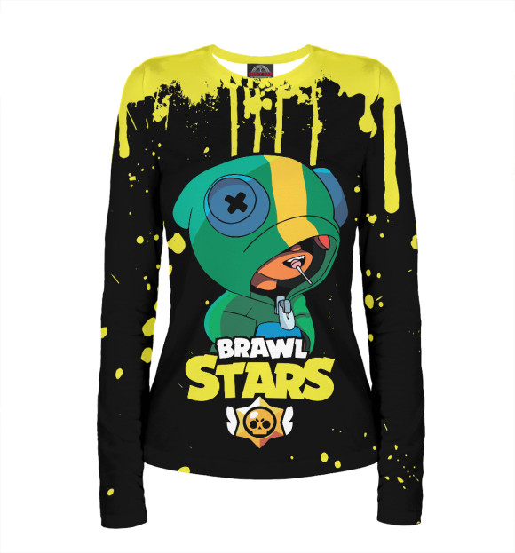 Женский лонгслив с изображением Brawl Stars Leon цвета Белый