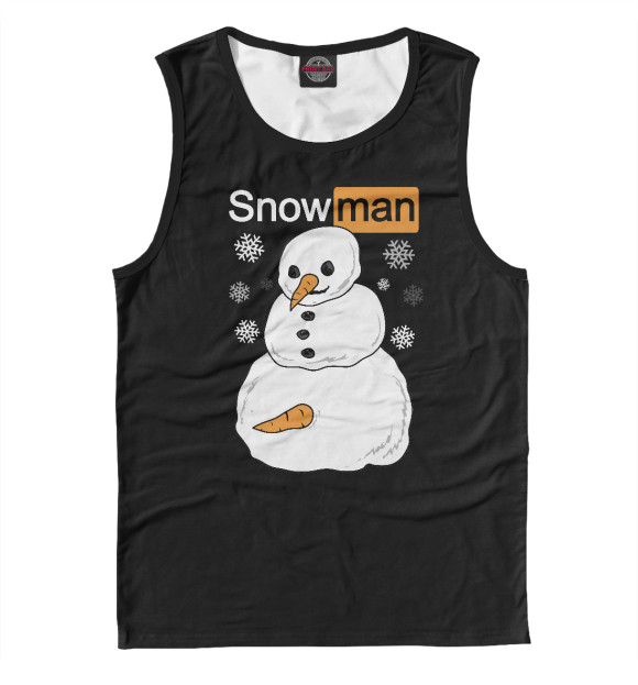 Мужская майка с изображением Снеговик цвета Белый
