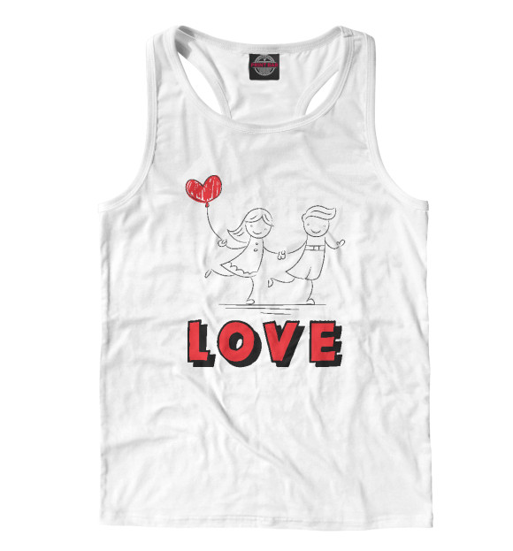 Мужская майка-борцовка с изображением LOVE#3 цвета Белый