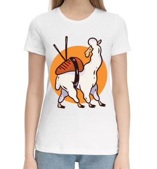 Женская хлопковая футболка Лама