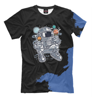 Мужская футболка Astronaut eating planetary