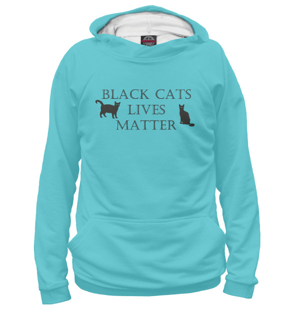 Мужское худи с изображением Black cats lives matter цвета Белый
