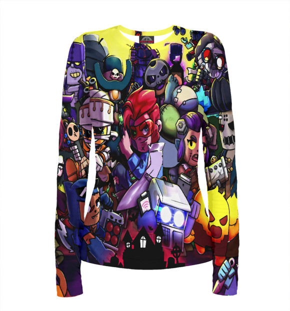 Женский лонгслив с изображением Все Бравлеры цвета Белый