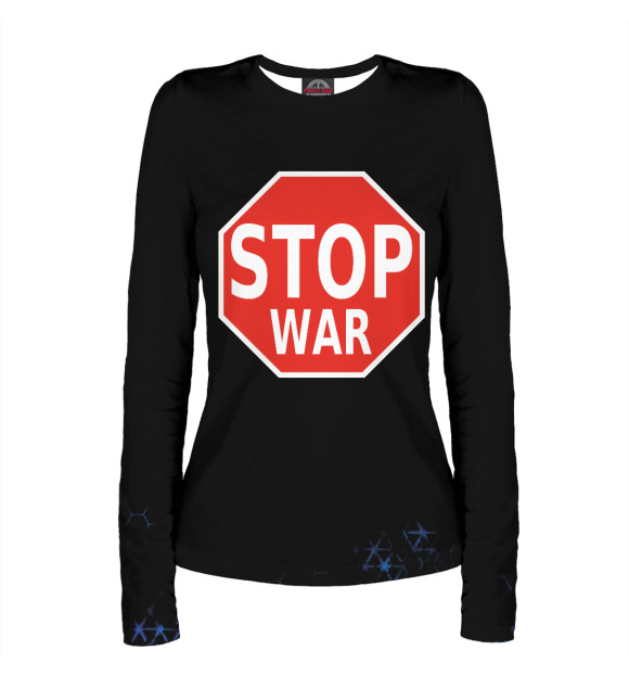 Женский лонгслив с изображением Stop War цвета Белый