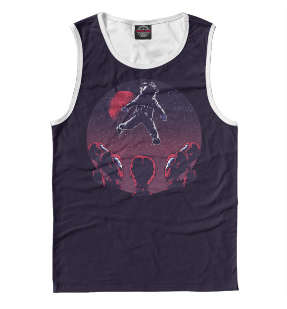 Мужская майка с изображением Астронавт пришелец цвета Белый