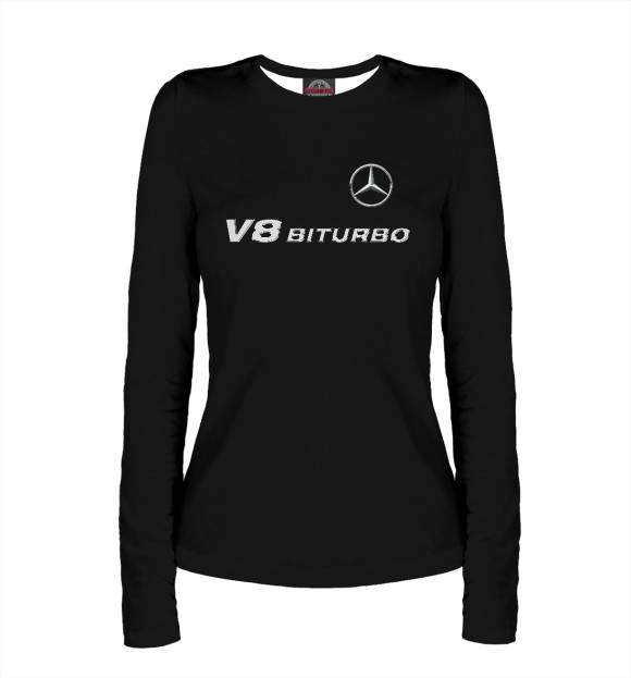 Женский лонгслив с изображением V8 BITURBO цвета Белый