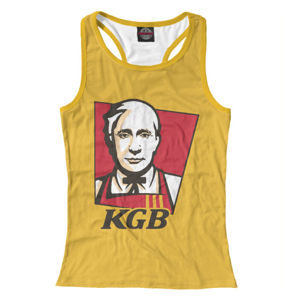 Женская майка-борцовка с изображением Putin KGB цвета Белый
