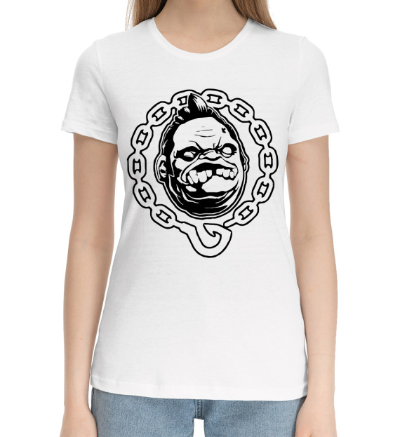 Женская хлопковая футболка с изображением Pudge цвета Белый