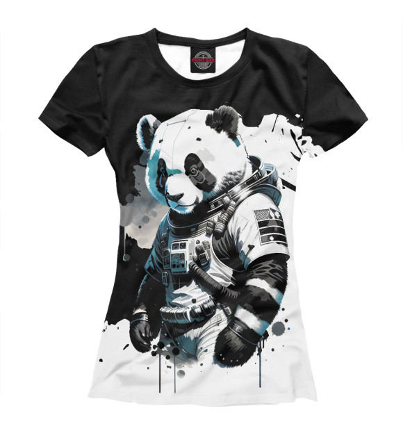 Футболка для девочек с изображением Панда космонавт цвета Белый