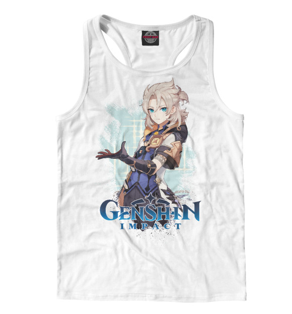 Мужская майка-борцовка с изображением Альбедо Genshin цвета Белый