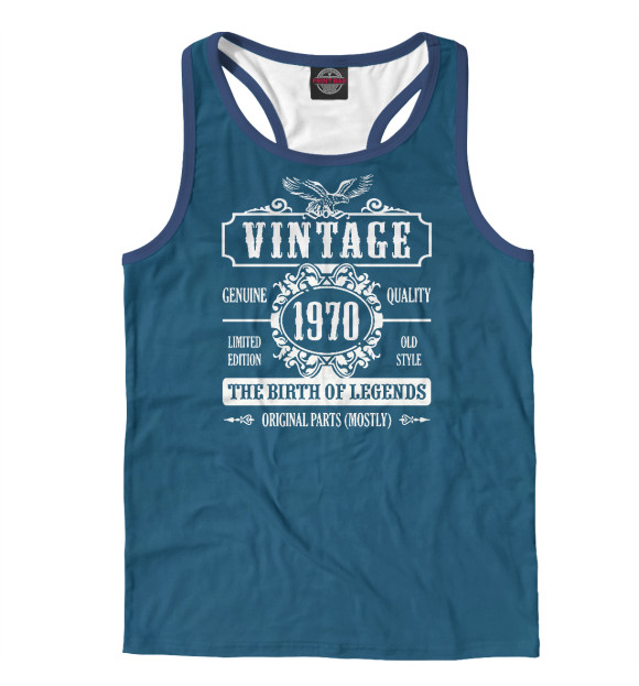 Мужская майка-борцовка с изображением Vintage 1970 цвета Белый