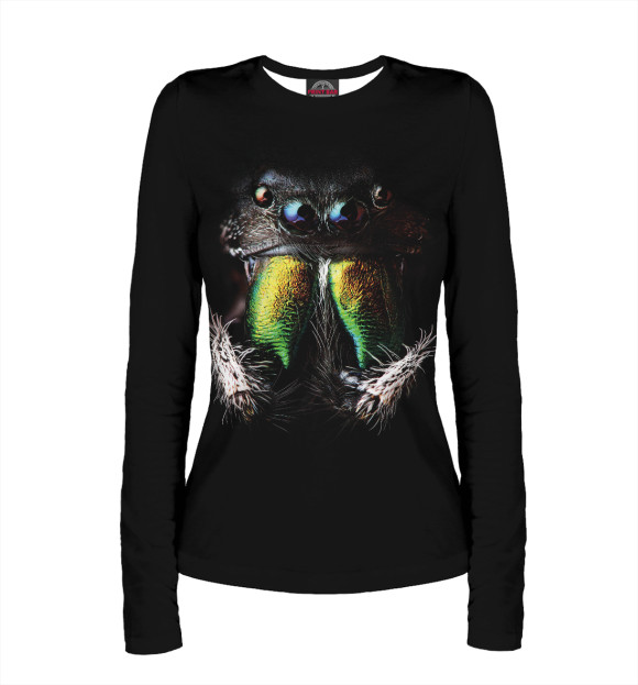 Женский лонгслив с изображением Паук цвета Белый