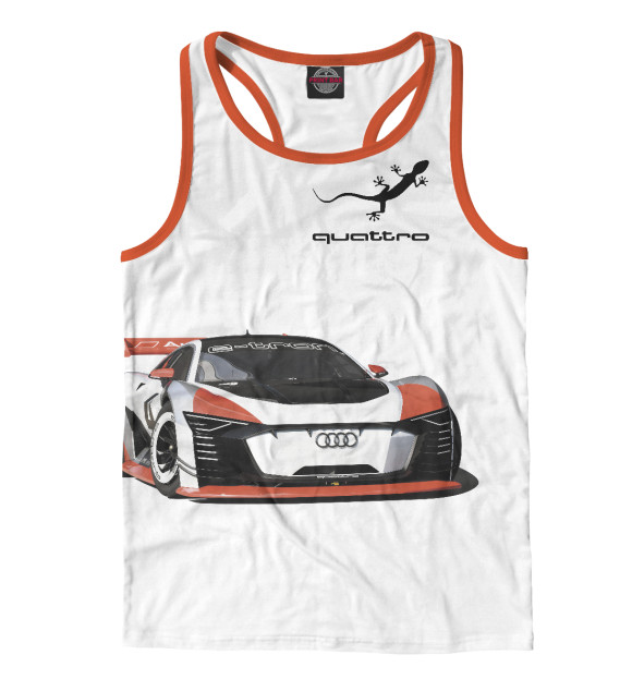 Мужская майка-борцовка с притом Audi quattro цвета Белый Мужская майка-борцовка с изображением Audi quattro цвета Белый