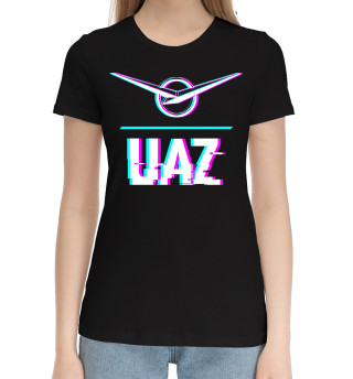 Хлопковая футболка для девочек Значок UAZ Glitch