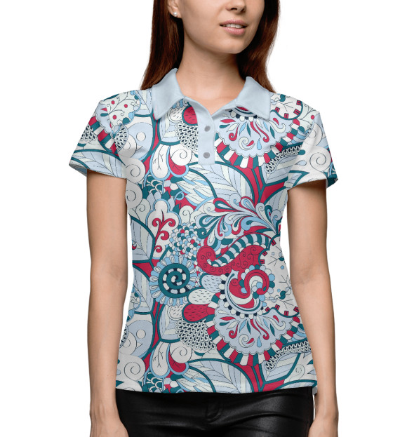 Женское поло с изображением Цветы цвета Белый