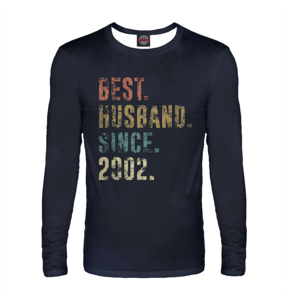 Мужской лонгслив с изображением Best Husband Since 2002 цвета Белый