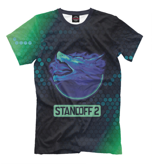 Мужская футболка с изображением Стандофф 2 - Дракон + Графика цвета Белый