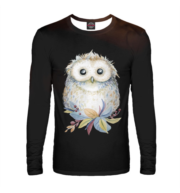 Мужской лонгслив с изображением Owl цвета Белый