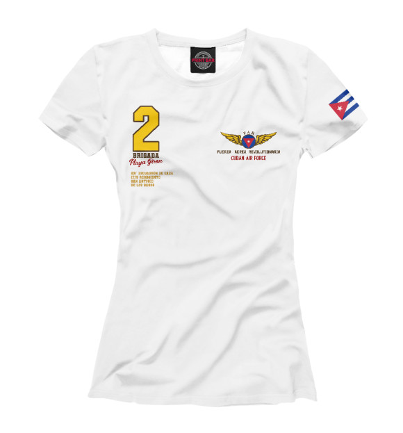 Женская футболка с изображением FAR (Cuban Air Forces) цвета Белый
