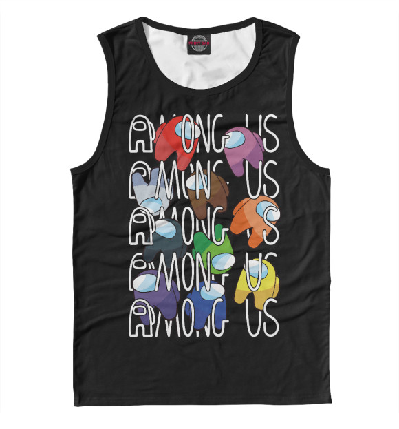 Мужская майка с притом Among Us цвета Белый Мужская майка с изображением Among Us цвета Белый