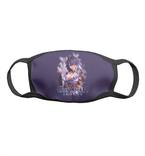 Маска тканевая с притом Райдэн Эи Genshin цвета Белый Маска тканевая с изображением Райдэн Эи Genshin цвета Белый