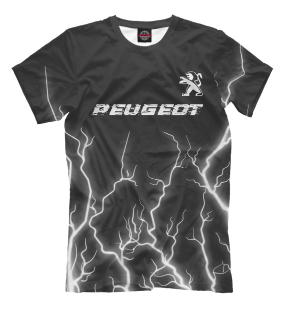 Мужская футболка с изображением Пежо | Peugeot | Молнии цвета Белый