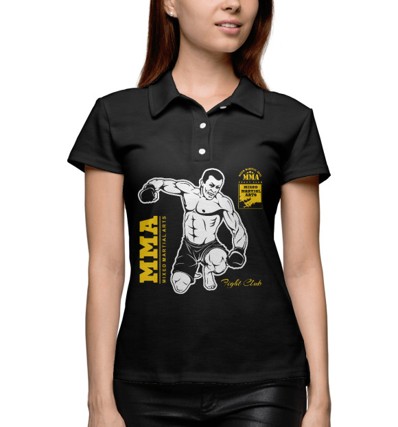 Женское поло с изображением ММА цвета Белый