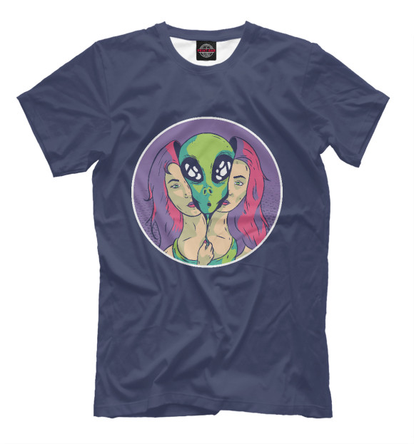 Мужская футболка с изображением Alien girl цвета Белый