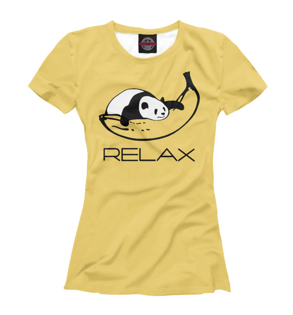Женская футболка с изображением Панда на банане цвета Белый