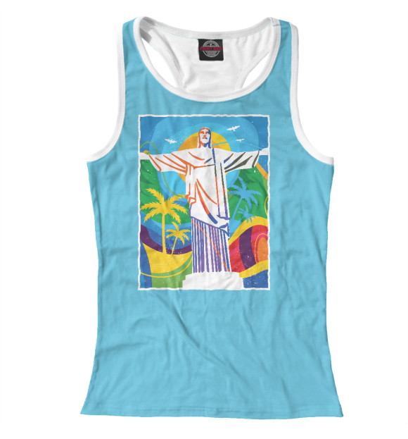 Женская майка-борцовка с изображением Разноцветное РИО цвета Белый