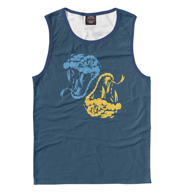 Мужская майка с изображением Головы Питонов - Python цвета Белый