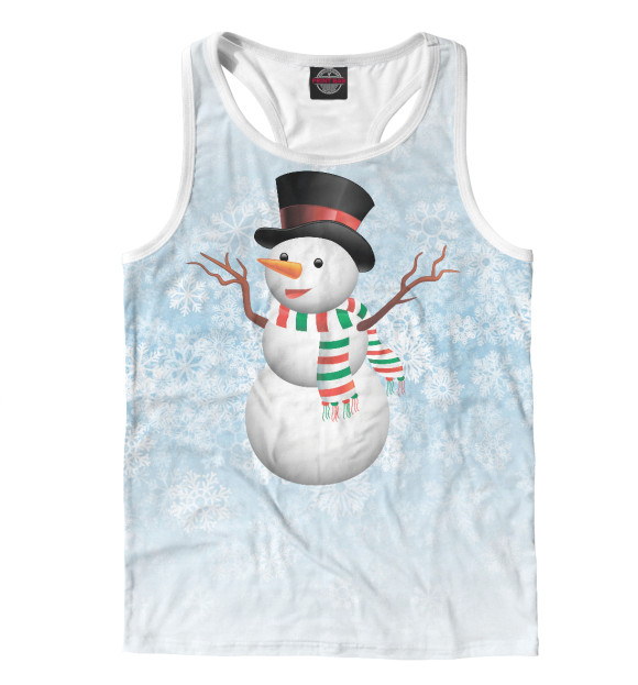 Мужская майка-борцовка с изображением Снеговик цвета Белый